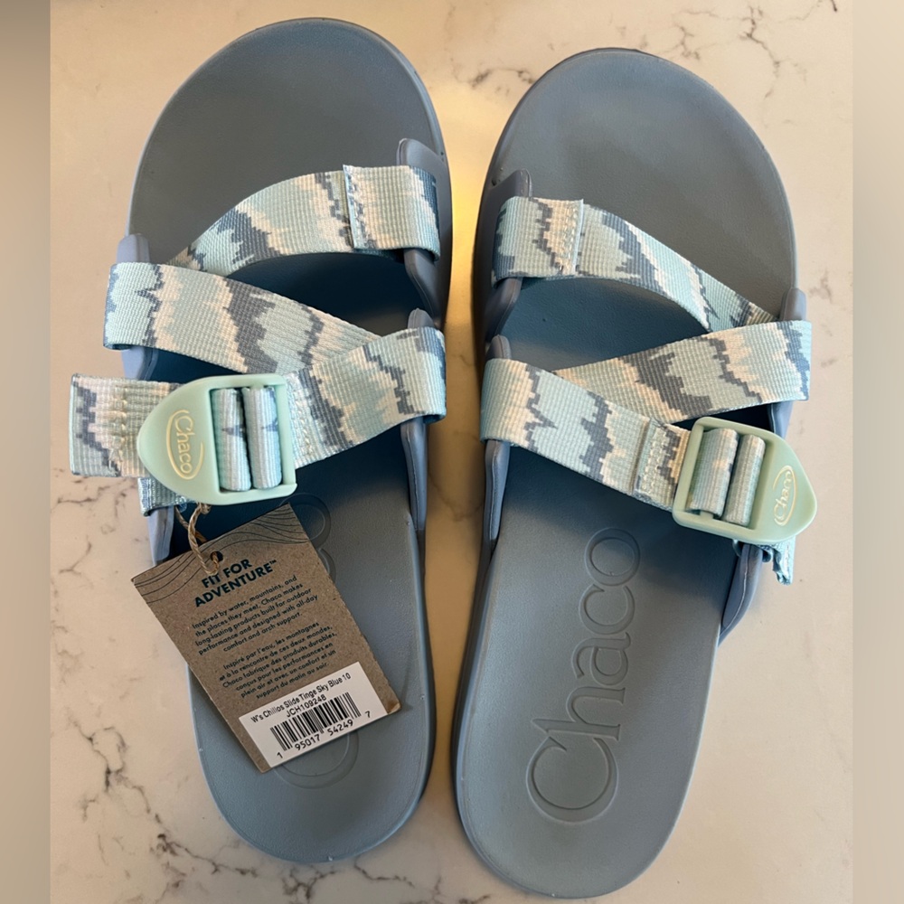 Chacos Chillos Slide Sandal Womens 10 Adjustable sky blue new in box